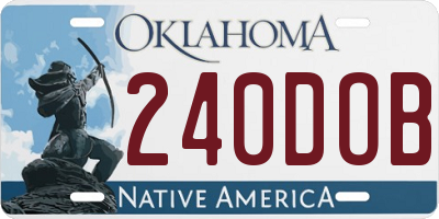 OK license plate 240DOB