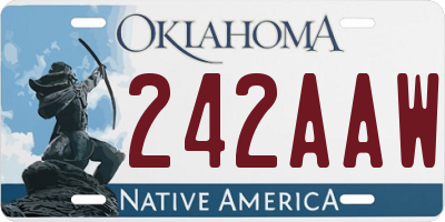 OK license plate 242AAW