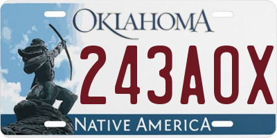 OK license plate 243AOX