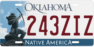 OK license plate 243ZIZ