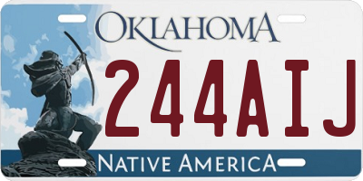 OK license plate 244AIJ