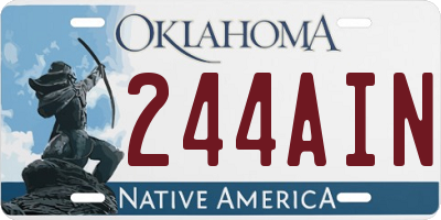 OK license plate 244AIN