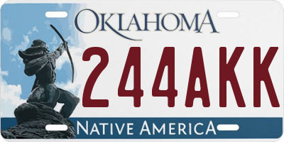 OK license plate 244AKK