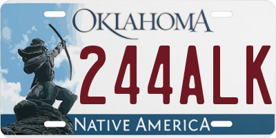 OK license plate 244ALK
