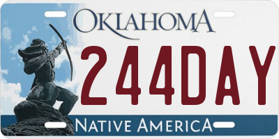 OK license plate 244DAY