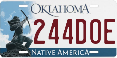 OK license plate 244DOE