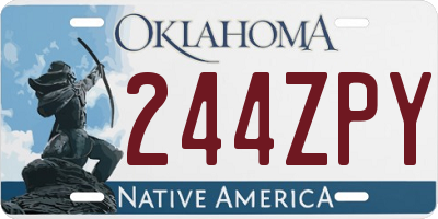 OK license plate 244ZPY