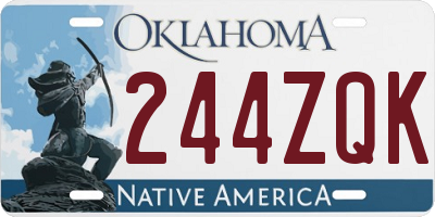 OK license plate 244ZQK