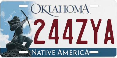 OK license plate 244ZYA