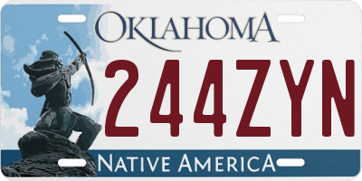 OK license plate 244ZYN