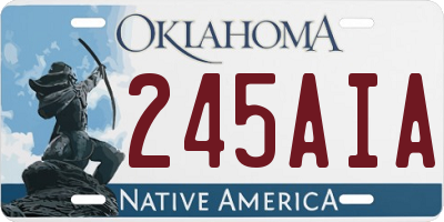 OK license plate 245AIA