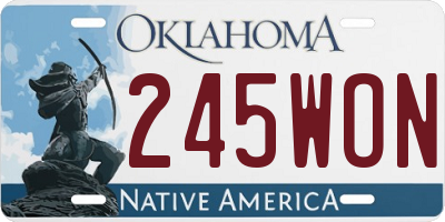 OK license plate 245WON