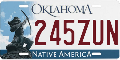 OK license plate 245ZUN