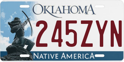 OK license plate 245ZYN