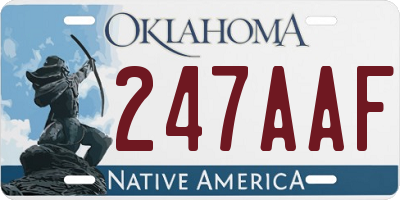 OK license plate 247AAF
