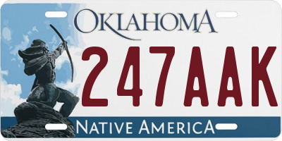 OK license plate 247AAK