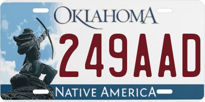 OK license plate 249AAD