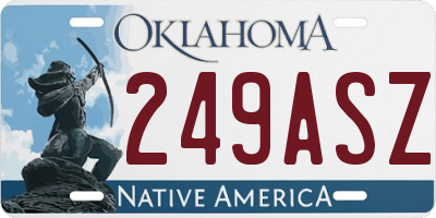 OK license plate 249ASZ