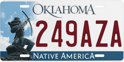 OK license plate 249AZA