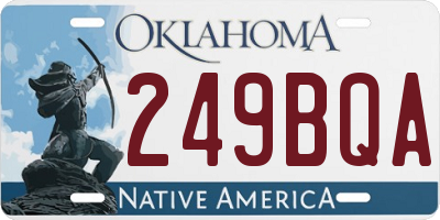 OK license plate 249BQA