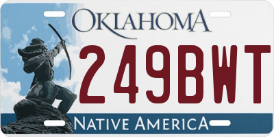 OK license plate 249BWT