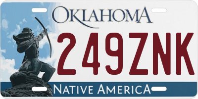 OK license plate 249ZNK