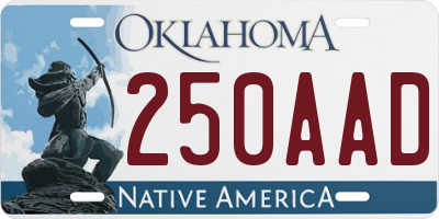 OK license plate 250AAD