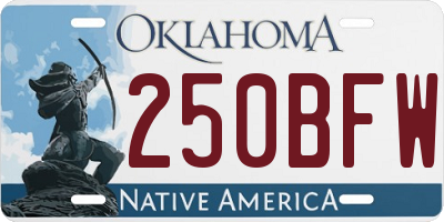 OK license plate 250BFW