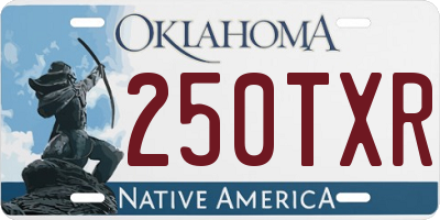 OK license plate 250TXR