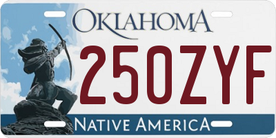 OK license plate 250ZYF