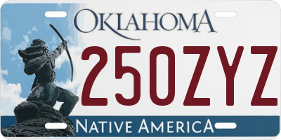 OK license plate 250ZYZ