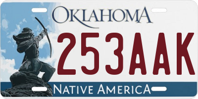 OK license plate 253AAK