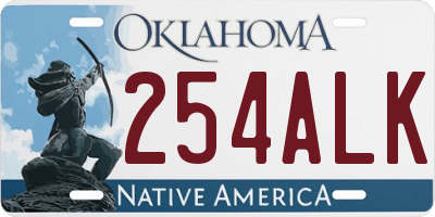 OK license plate 254ALK