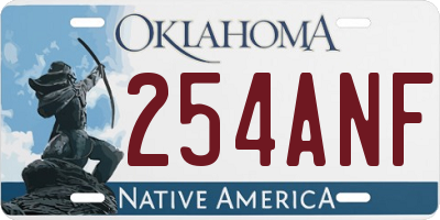 OK license plate 254ANF