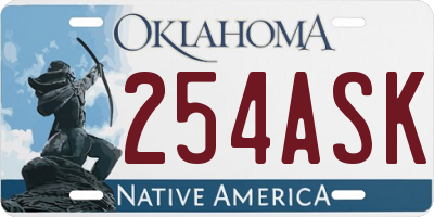 OK license plate 254ASK