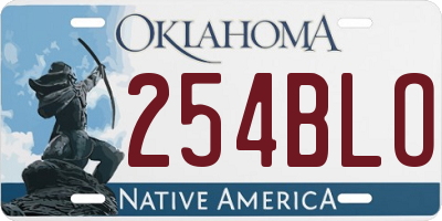 OK license plate 254BLO