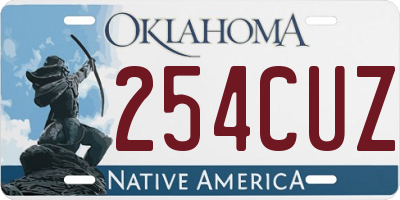 OK license plate 254CUZ