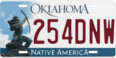 OK license plate 254DNW