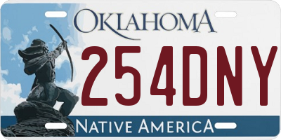 OK license plate 254DNY