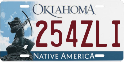 OK license plate 254ZLI