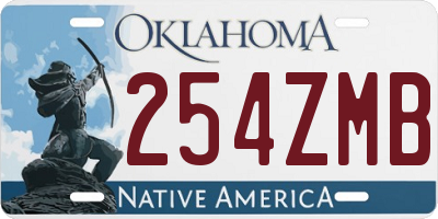 OK license plate 254ZMB