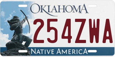 OK license plate 254ZWA