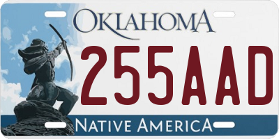 OK license plate 255AAD