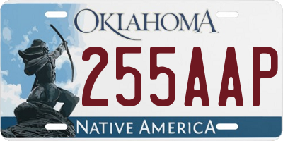 OK license plate 255AAP