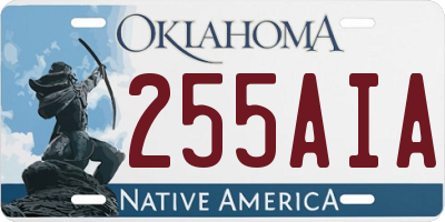 OK license plate 255AIA