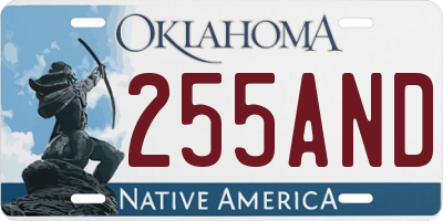OK license plate 255AND