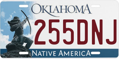 OK license plate 255DNJ