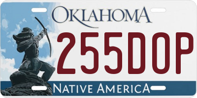 OK license plate 255DOP
