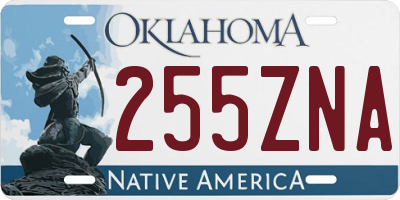 OK license plate 255ZNA