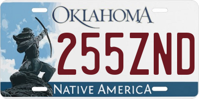 OK license plate 255ZND